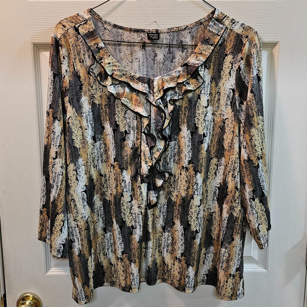 Women's Plus Size 3X Gold/Black/White Top